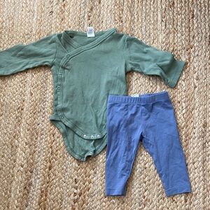 Colored organics Green Baby Onesie and Blue leggings